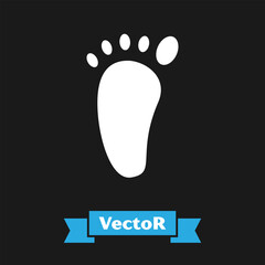 Poster - White Foot massage icon isolated on black background. Vector