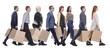 © ASDF - a group of people are running paper shopping bags
