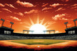 Baseball Field Sunset Clouds Generative AI