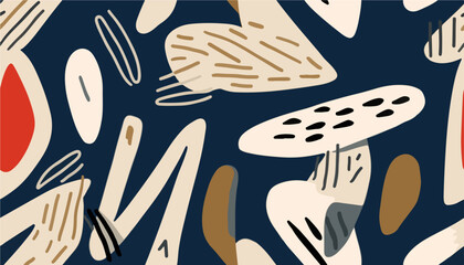Abstract simple organic shapes pattern. Collage contemporary print. Fashionable template for design. Modern ethnic style