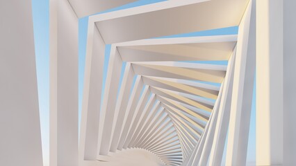 Abstract architecture background geometric arched building 3d render