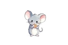 Cute Cartoon Mouse Enjoying A Tasty Treat Generative AI
