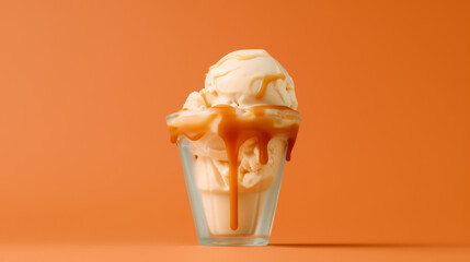 Wall Mural - Caramel ice cream. Illustration AI Generative.