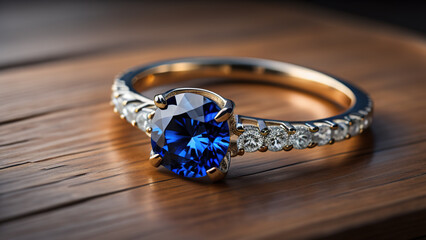 Sapphire Gold Ring. Generative AI