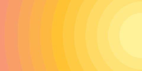Abstract sunshine geometric background.Yellow to orange gradient of curved stripes. Summer banner. Great for cover, social media, wallpapers, web, brochure