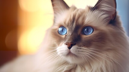 Poster - Graceful Elegance: Captivating Ragdoll Cat with Piercing Blue Eyes