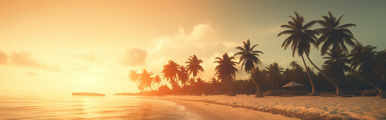 Generative Ai image of a beach at sunset