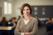© Hanne Bauer - Portrait of smiling businesswoman standing with arms crossed in conference room