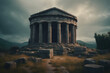 Valley of the Temples. ancient Greek Temple. Neural network AI generated art Generative AI