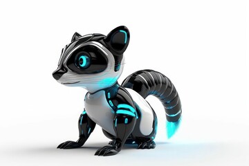 Wall Mural - Skunk White Background Cyber Robot Pet And Copy Space Generative AI