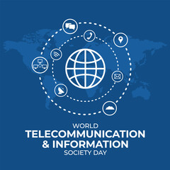 World telecommunication and information society day with mobile and internet network vector illustration