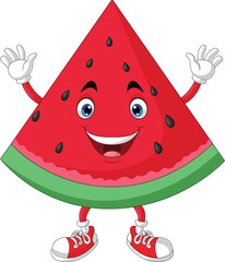 Wall Mural - Cute watermelon cartoon raising hands