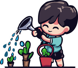 Wall Mural - watering plant png graphic clipart design