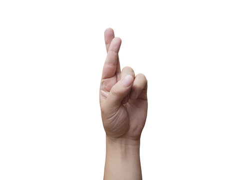 hand with fingers crossed on png transparent background - luck concept