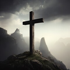 Cross on the top of the mountain. Ascent to Serenity: Cross on the Mountain Apex