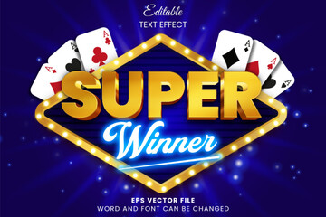 Super winner 3d luxury vector text effect