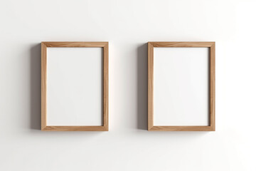 generative ai. two empty wooden frames on a white wall