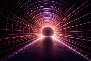 Wall Mural - empty tunnel with abstract construction structure. display background. generative ai