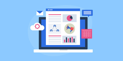 Canvas Print - marketing data and customer management system, crm dashboard interface project workflow corporate bu