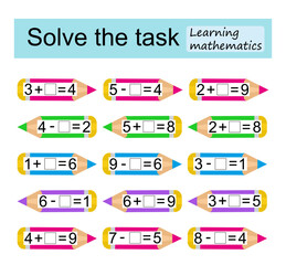 Learning mathematics. Mathematical puzzle game for kids. Preschool worksheet activity.