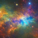 Fototapeta Kosmos - 32 Space Nebula: A mysterious and cosmic background featuring a space nebula with deep and vibrant colors that create a mystical and otherworldly feel5, Generative AI