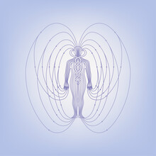 Illustration Of Human Body Magnetic Energy Field Meridian Violet