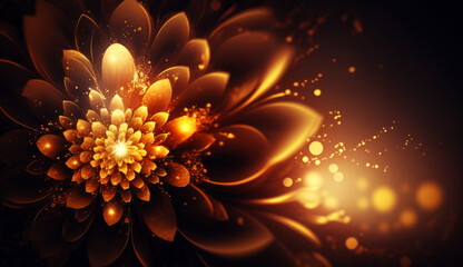 Poster - Beautiful golden flower background, generative ai.