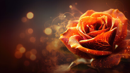 Poster - beautiful fire rose. generative ai.