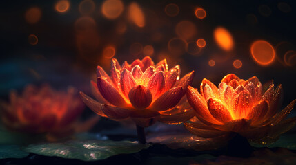 Poster - Beautiful lotus flower on abstract background. generative ai.