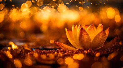 Poster - Beautiful lotus flower on abstract background. generative ai.
