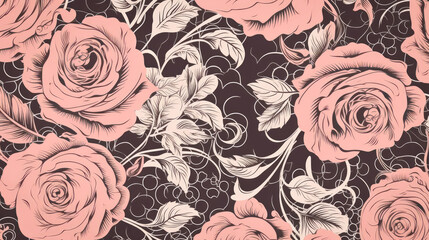Fototapete - Beautiful rose flower background. generative ai.