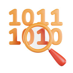 Binary Code Search 3D Icon
