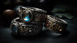 © jozefklopacka - Ornamental rings on an abstract background. generative ai.