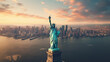 ravel New York City Liberty statue landmark in Manhattan. Generative AI