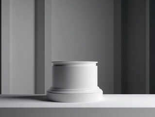 Abstract white podium display for product presentation in minimal style. Generative AI.