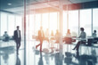 © photobuay - Corporate Visionaries: Blurred Business People in a Modern White Glass Office. created with Generative AI