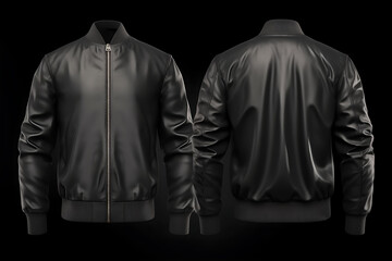 Wall Mural - Mock up of Track jacket front and back with black matte and light of  background, generative ai