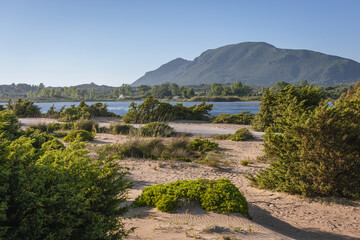 Wall Mural - Land strip between Korission lagoon and Ionian Sea, Corfu Island, Greece