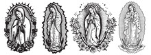 Our Lady Virgin Mary Vector Illustration Silhouette Svg, Laser Cutting Cnc.