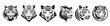 Tiger heads black and white vector. Silhouette svg shapes of tigers illustration.