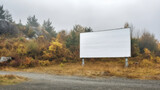 Fototapeta Na ścianę - Empty blank billboard in nature. Generative AI