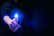 © Smallroombigdream - Fingerprint scanning and biometric authentication, processing of biometric for access personal data. surveillance and security scanning of digital programs cyber futuristic applications