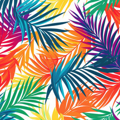 Wall Mural - Seamless pattern background depicting a colorful summer illustration