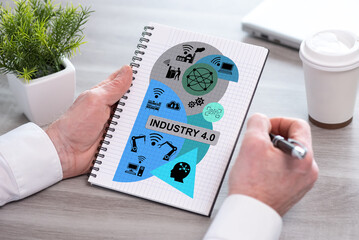 Canvas Print - Industry 4.0 concept on a notepad