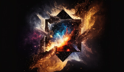 Fototapete - Cosmic space and stars, cosmic abstract background. generative ai.