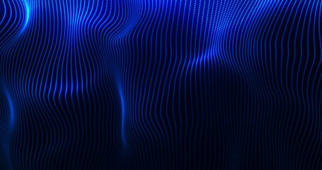 Abstract futuristic background of waves and particles blue, Cyber or technology background, Loop 4K