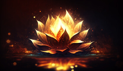 Poster - Beautiful lotus flower on abstract background. generative ai.