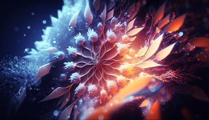 Fototapete - magical ice crystals, ornamental crystal. generative ai.