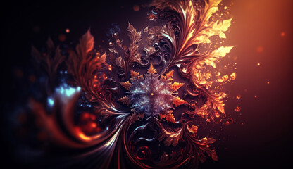 Fototapete - magical ice crystals, ornamental crystal. generative ai.