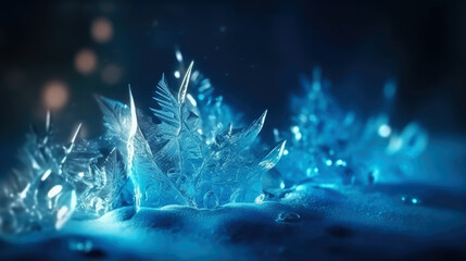 Fototapete - magical ice crystals, ornamental crystal. generative ai.